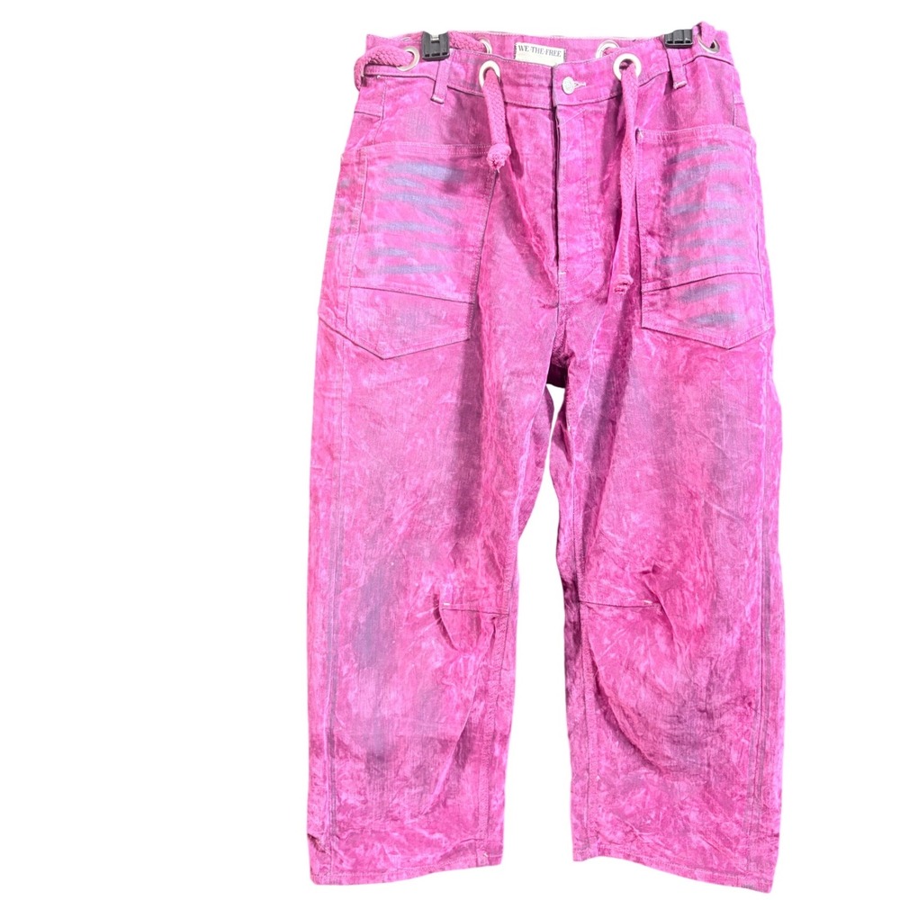 Free people Flocked Moxie Jeans Hot Pink size 31 firm - Picture 4 of 11